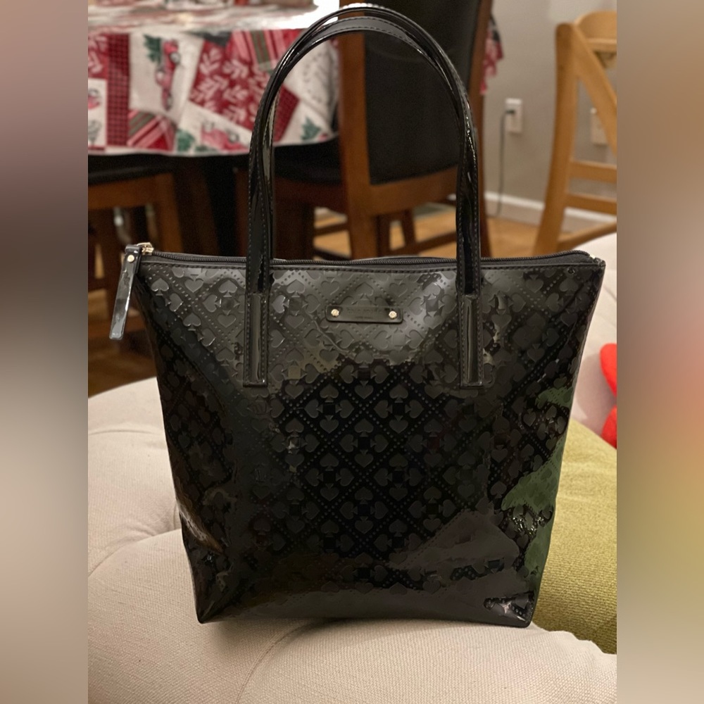 KATE SPADE NEW YORK Women's Black Patent Leather Tote Bag Org. $399 AUTH NWOT
